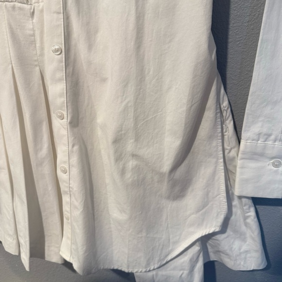 NWT Zara White Cotton Short Shirt Dress Size S Pleated - Picture 6 of 9